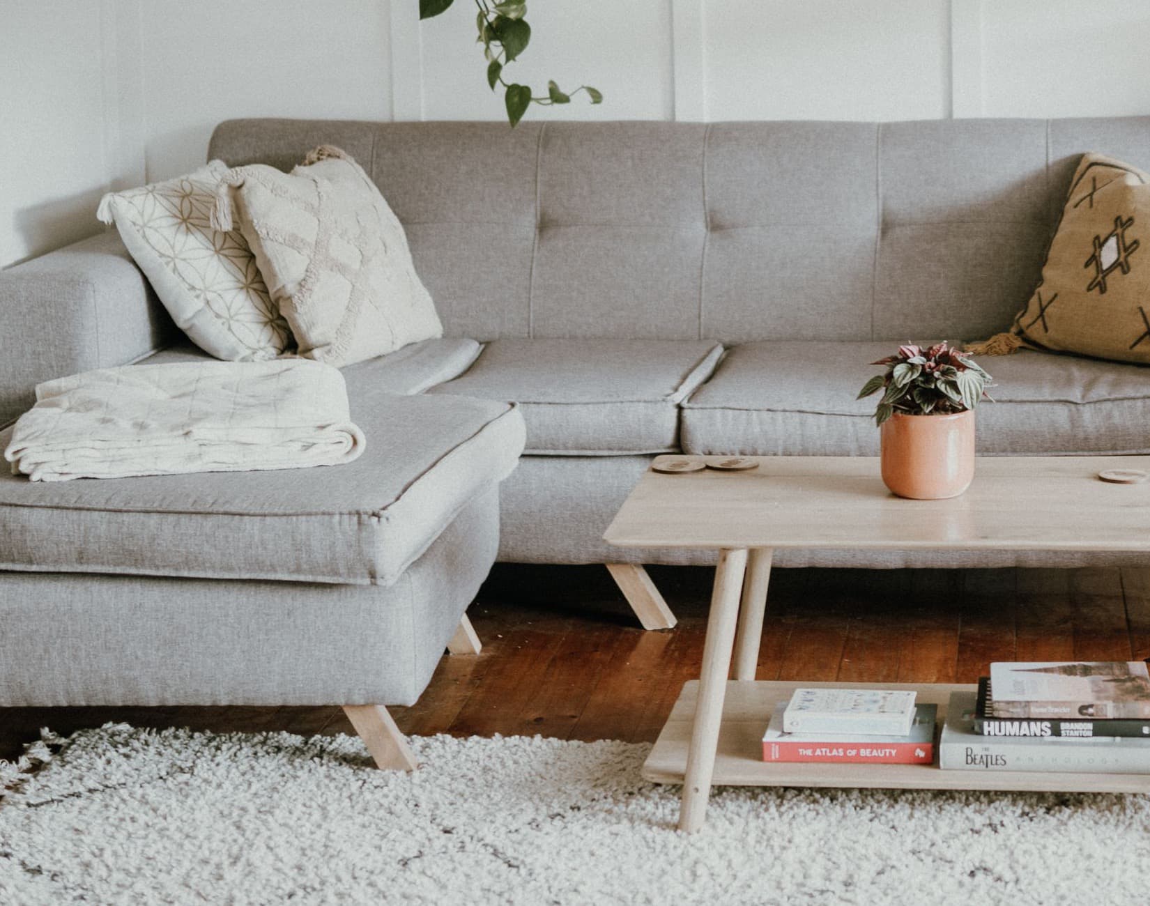Sofa og sofabord fullt av ting som bør dokumenteres